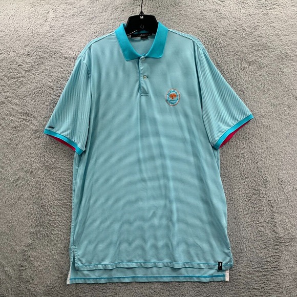 The Ocean Course Polo Shirt Mens Size Large RLX RALPH LAUREN Striped Blue* - Picture 1 of 12